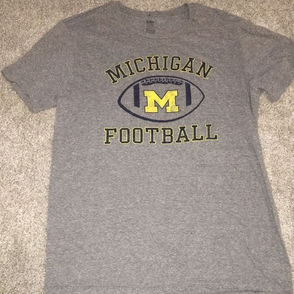 Gray grey thin Michigan Wolverines UM Football Tee T shirt XL mens - Picture 1 of 3